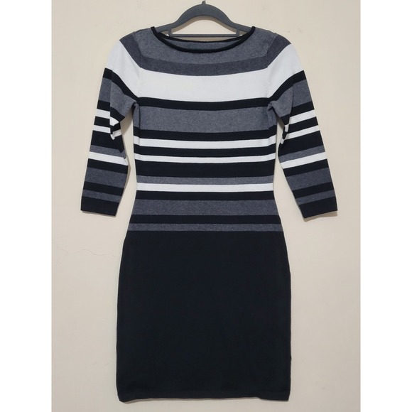 Ralph Lauren Dresses & Skirts - Lauren Ralph Lauren Womens Sweater Dress Size PXS Black Striped Midi Bodycon